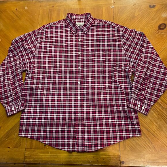 Eddie Bauer Red, Black, White Plaid XL Long Sleeve Button Up - Picture 1 of 8